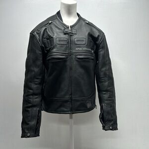 Icon Motorhead Asphalt Technologies Armored Leather Motorcycle Jacket Coat Small